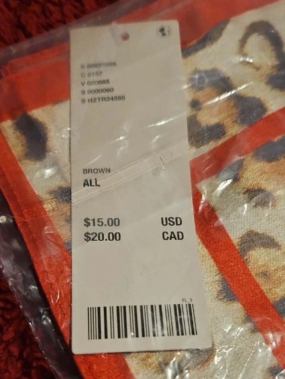 Anthropologie Leopard Print Scarf with Red Trim